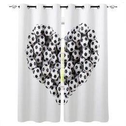 Curtain Football Love Sports Valentine'S Day Heart-Shaped Curtains Drapes For Living Room Bedroom Kitchen Blinds Window