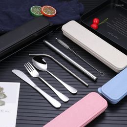 Dinnerware Sets Stainless Steel Tableware Set 304 Knife Fork Spoon Straw Portable Outdoor Travel