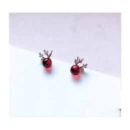 Stud Fashion Jewelry S925 Sier Needle Earrings Lovely Little Antler Stud Drop Delivery Dhxon