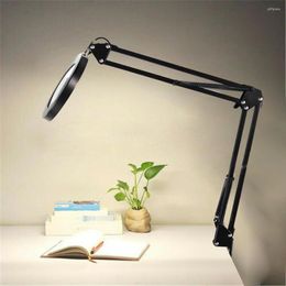 Table Lamps Desk Lamp 3 Colors Dimming 5X Magnifier Glass With Light Stand Clamp Magnifying