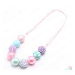 Pendant Necklaces Colorf Chunky Beads Necklace Kids Children Adjustable Rope For Girls Baby Beaded Jewelry Drop Delivery Necklaces Pe Dhi1J