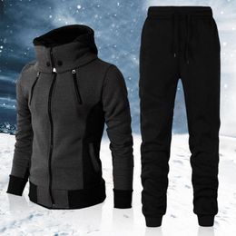 Gym Clothing 1 Set Stylish Ribbed Cuff Hoodie Ankle Tied Pants Tracksuit Thicken Cold Proof