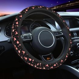 Steering Wheel Covers 38cm Black Flamingo Pattern Cover Custom Auto Car Protector For Accessories Universal 15 Inch