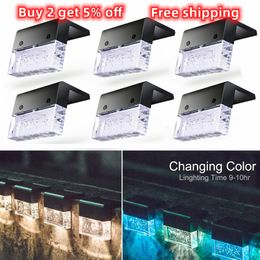 Garden Decorations LED Solar Fence Light RGB Stair Lamp Led Outdoor For Yard Path Deck Step Decor 221202