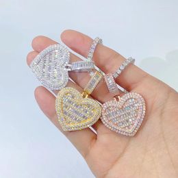 Pendant Necklaces Iced Moissanite Heart Women Men 925 Silver Moissanita Diamond Ins Hiphop Jewelry 16k Gold Filled Collares Gift