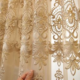 Curtain European Style Atmospheric Hollow Water Soluble Embroidery Window Screen Finished Villa Living Room Bedroom