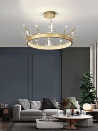 Chandeliers Light Luxury Crown Crystal Bedroom Chandelier Living Room Modern Children's Home Master Lamp