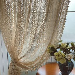 Curtain American Country Beautiful Cotton And Linen Pastoral Crochet Hollow Literary Custom Curtains For Living Dining Room Bedroom