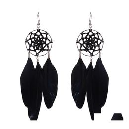 Dangle Chandelier Trendy Design Jewellery Black Beautif Pheasant Feathers Retro Earrings For Girls Drop Delivery Dh0Fa