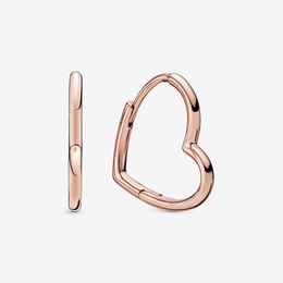 Womens Rose Gold Heart Hoop Earrings with Original Box for Pandora Authentic Sterling Silver Wedding Jewellery For Women Girlfriend Gift Engagement Earring