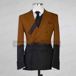 Men's Suits Blazers Latest Fashion Brown Men 2Pcs Custom Made Man Groom Wedding Suit Tuxedo Elegant Party Prom Business Blazer Pants Set 221201