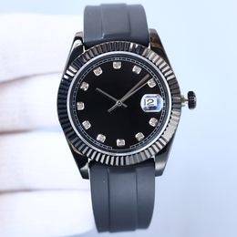 Luxury men's watch black dial 41mm scratch resistant blue crystal glass anti reflective magnifying calendar high-quality rubber strap folding buckle Montre De Luxe