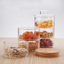 Food Savers Storage Containers Handmade 1200ml 3layer Borosilicate Glass Jar Kitchen Food Bulk ContainerStorage Can Salad Bowl Box 221202