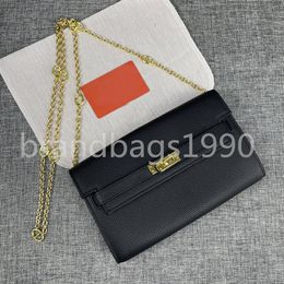 Togo Cowskin Designer Purse woman Wallets On Chain Clutch Handbag Silver Gold Buckle Card holders fashion Genuine leather With box Serial Number