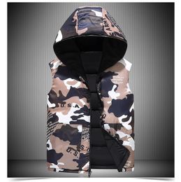 Men's Vests Winter Hooded camouflage Vest Men woman Casual Thicken Waterproof Warm Big Pockets Sleeveless Parka Thick Waistcoat S5XL 221202