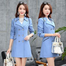 Women's Trench Coats Autumn Fashion Woman Classic Double Breasted Business Outerwear Coat Women's Mid-length Slim Waist Jacket