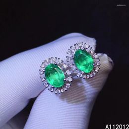 Stud Earrings KJJEAXCMY Fine Jewelry 925 Silver Natural Emerald Girl Vintage Selling Ear Support Test Chinese Style