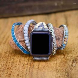 Strand Natural Stone Woven Watch Band Bracelet Bohemian Winding Apple