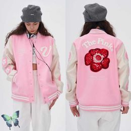 Men's Jackets Vandythepink The Wizard of Oz Stand Collar Embroidered Rose Leather Sleeve Patchwork Baseball Jacket T221202