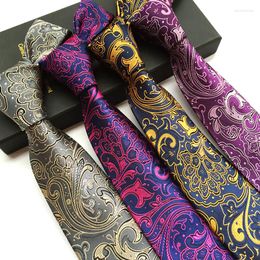 Bow Ties Jbersee Men's Tie 8cm Jacquard Woven Mens Paisley NeckTie Wedding Dress Formal Business Slim Gravatas LD8061