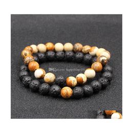 Beaded Design Black Lava Bead Bracelet Fashion Mens And Womens Handmade Colorf 8 Mm Natural Stone Tiger Eye 9 Styles Drop Delivery J Dhe2F