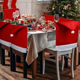 Chair Covers 4/6pcs Christmas Cover Red Santa Claus Hat Dining For Year Merry Party Home Kitchen Table Decor