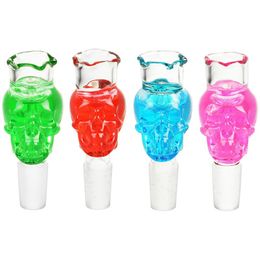 Smoking Colorful Skull Liquid Filling Freezable Thick Glass 14MM 18MM Male Joint Replacement Bowls Herb Tobacco Oil Filter WaterPipe Bong Hookah DownStem Holder