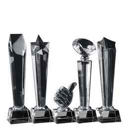 Decorative Objects Figurines High Quality Football Crystal Trophy Cup Carve Name For Sports Event CustomizationCrystal Trophy 221202
