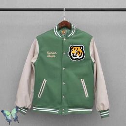 Men's Jackets Hamburger Tiger Embroidery Human Made Retro Leather Sleeve Woolen Baseball Uniform Men Women Casual Jacket T221130