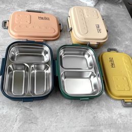 Lunch Boxes Kawaii Stainless Steel Lunch Box Portable Grids Bento Box Candy Colour Student School Office Healthy Food Storage Containers 221202