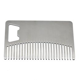 Professional Card style Men's mustache comb Beer openers Anti Static Stainless Steel Comb Bottle Opener 1202