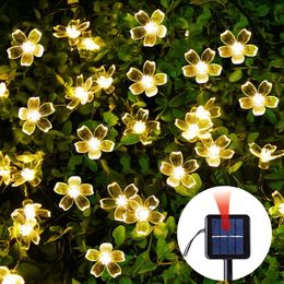 Garden Decorations Solar Light Led Flower Lighting Fairy String Lights Outdoor Christmas Chain Lamp Blossom Festoon Party Home Decoration 221202