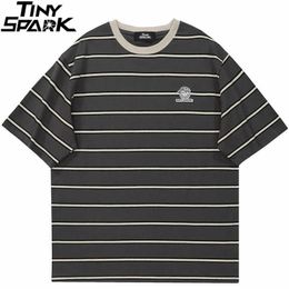 Men's T-Shirts Hip Hop Streetwear T-Shirt Vintage Retro Striped T Shirt Harajuku Cotton Casual Tshirt 2022 Men Summer Short Sleeve Tops Tees T221202