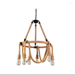 Pendant Lamps Vintage Lamp American Industrial Wind Rope Hanging Light Indoor For Decoration Lighting 110/220V