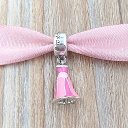 925 Sterling Silver Beads Pink Dress Charm Fits European Pandora Style Jewellery Bracelets & Necklace 7501055890868P AnnaJewel