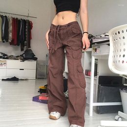 Women's Pants Harajuku Cargo Jeans Big Pockets Vintage Trousers Low Waisted Grunge Fairycore Joggers Fashion Academic Sweatpants Women