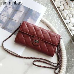 Luxury Design Bag Shop Wholesale and Retail New Cowhide Wallet Small Fragrant Lingge Long New Three Fold Multi Card Zipper