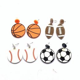 Acrylic Sports Earrings Charm Ear Studs Creative Football Basketball Baseball Rugby Pendant Stud Fashion Accessories