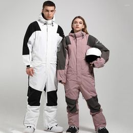 Skiing Jackets 2022 Winter Ski Suit Women One Piece Waterproof Jumpsuit Outdoor Sports Breathable Double Board Warm Snow Clothes Men