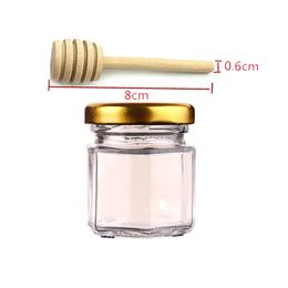 Food Savers Storage Containers X22 Hexagonal Mini Glass Honey Jar 45ml Capacity 15oz Honey Glass Jar With Metal Covers Honey Jars for Wedding Party Gifts 221202