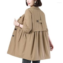 Women's Trench Coats Women's Coat 2022 Spring Autumn Windbreaker Korean Mid-Length Loose Casual Single-Breasted Outerwear Lining