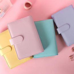 Macaron Colour A6 PU Clip-on Notebook Leather Loose Leaf Cover Notebooks Journal Kawaii Stationery