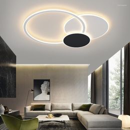 Ceiling Lights Nordic Bedroom Led Light Modern Study Indoor Lighting Black And White Ring Living Dining Room Decor Lamp