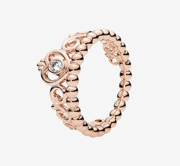 18k Rose Gold Crown Ring Women Girls Wedding Jewelry for Pandora Sterling Silver Princesa Tiara Ring com Bo1783322 original