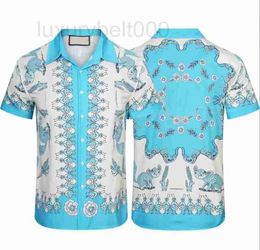 Men's Casual Shirts designer Fashion Mens Shirt Summer Design Clothing Women Classic Ant Blue Cc Print Short Sleeve Stripe Tee Asian Size M-3XL KG9J