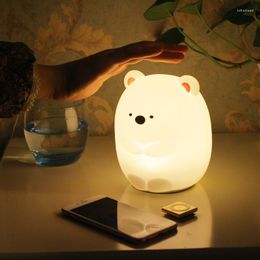 Night Lights USB Colorful Dull Bear Silicone Light Rechargeable Cute Creative Decompression Desk Lamp Bedroom Bedside Mini