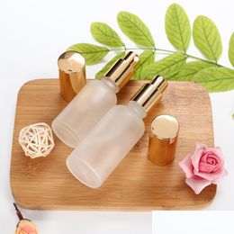 Storage Bottles Jars Essence Oil Lotion Pump Bottle Cosmetic Containers Spray Frosted Glass Empty Vial 10Ml 15Ml 20Ml 30Ml 100Ml 1 Dhmhu