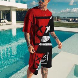 Men's Tracksuits 3D Funny XXOO Little Devil Animal Print T-Shirt/Shorts/Sportswear Casual Hip-hop Short-sleeved Street Fashion Round Neck Me