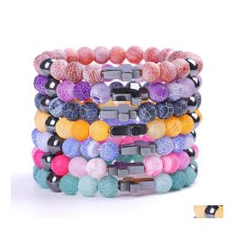 Beaded Colorf 8Mm Natural Stone Agate Bead Bracelet Cross Charm For Mens And Womens Lovers Gift Drop Delivery Jewelry Bracelets Dhk1T