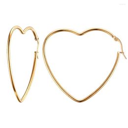 Hoop Earrings JHSL Brand Fashion Jewellery Cute Young Lady Women Big Heart Shape Gold Colour Cocktail Party Gift